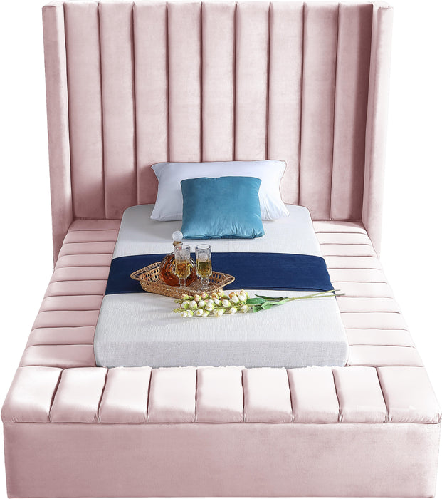 Kiki Pink Velvet Twin Bed (3 Boxes) - Just Furniture (PA) - Multi Location