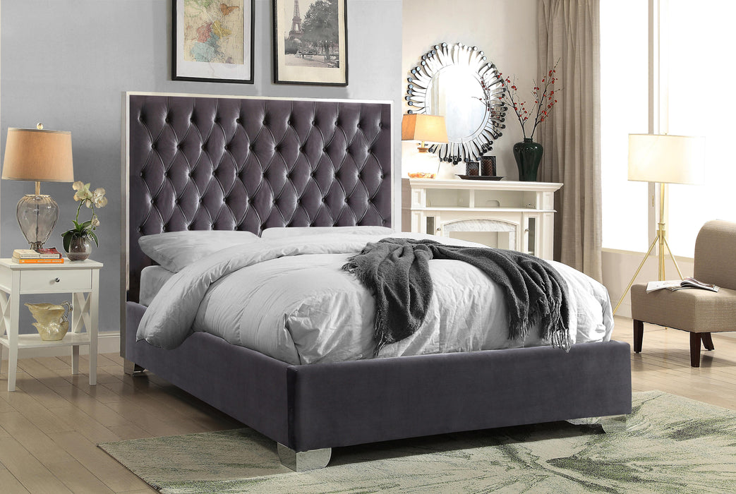 Lexi Grey Velvet Full Bed - Just Furniture (PA) - Multi Location