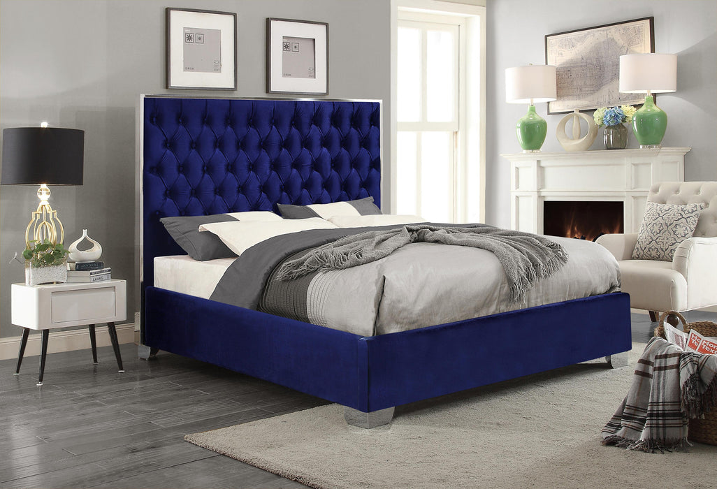 Lexi Navy Velvet Full Bed - Just Furniture (PA) - Multi Location