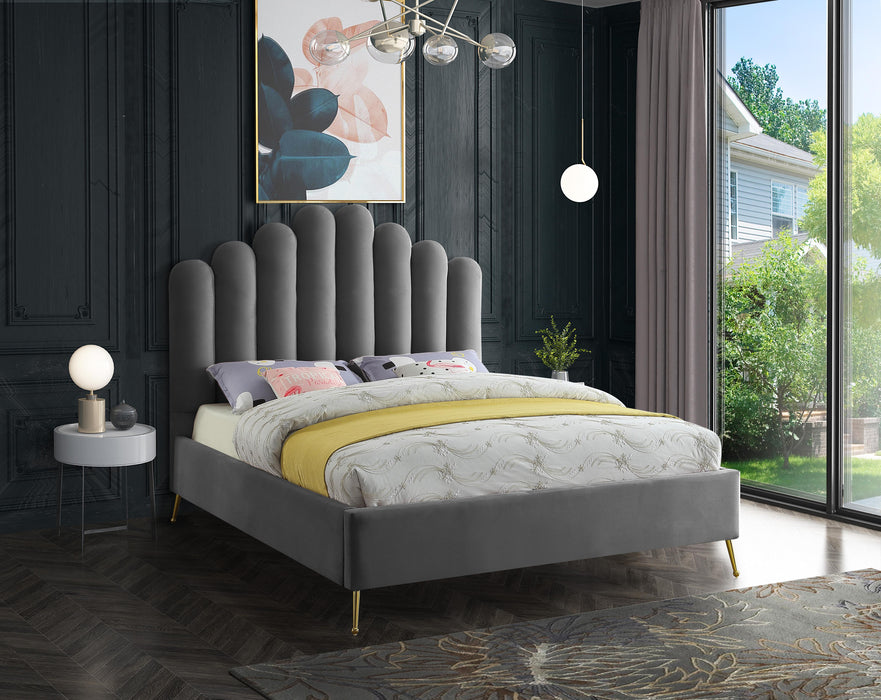 Lily Grey Velvet Full Bed - Just Furniture (PA) - Multi Location