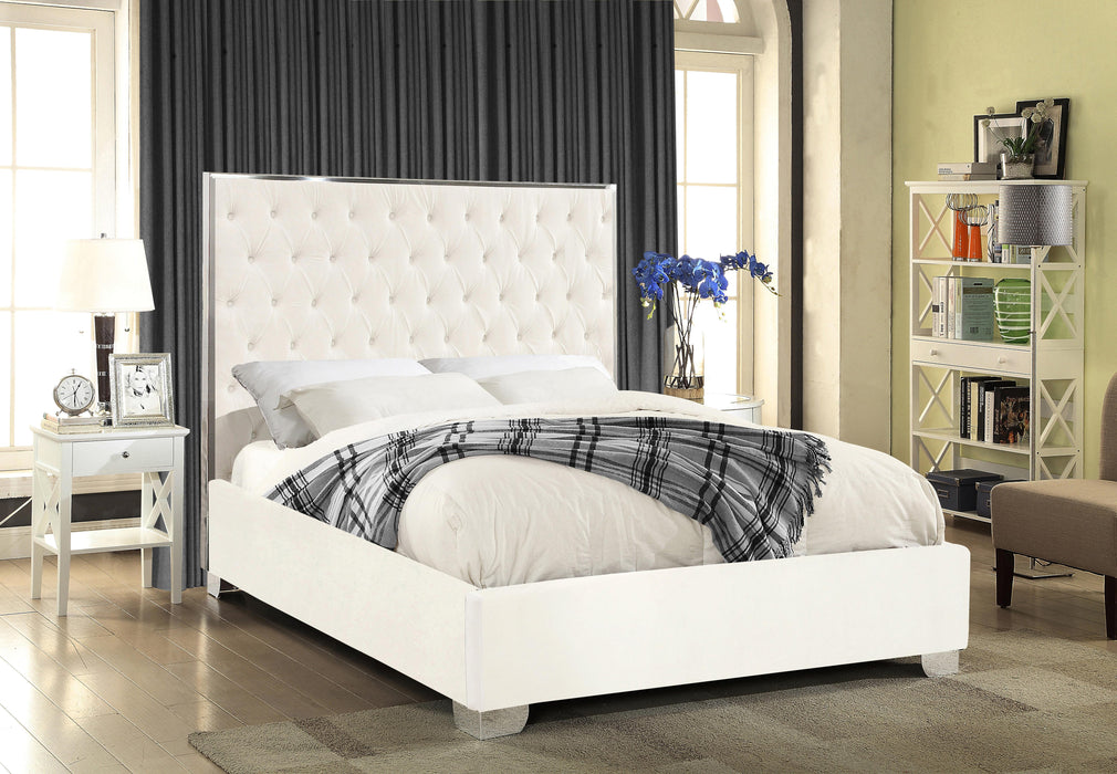 Lexi White Velvet Queen Bed - Just Furniture (PA) - Multi Location