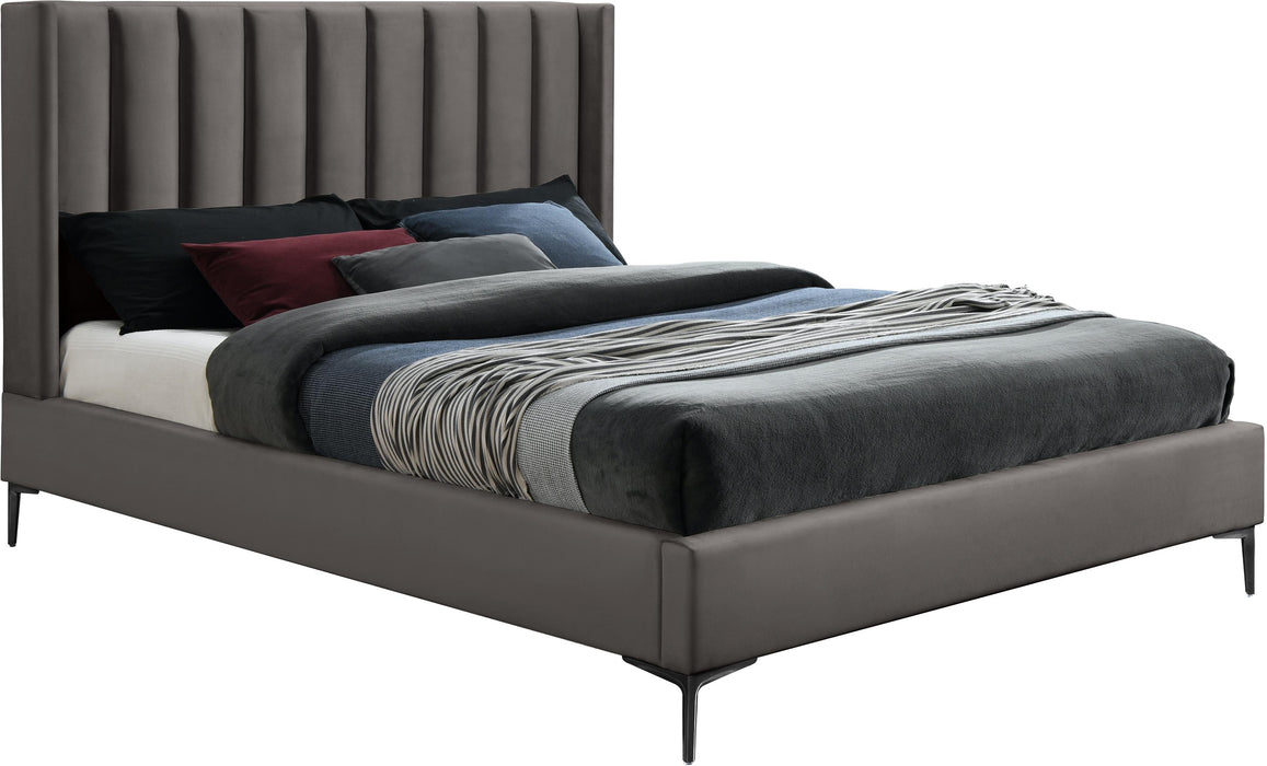 Nadia Grey Velvet Queen Bed - Just Furniture (PA) - Multi Location