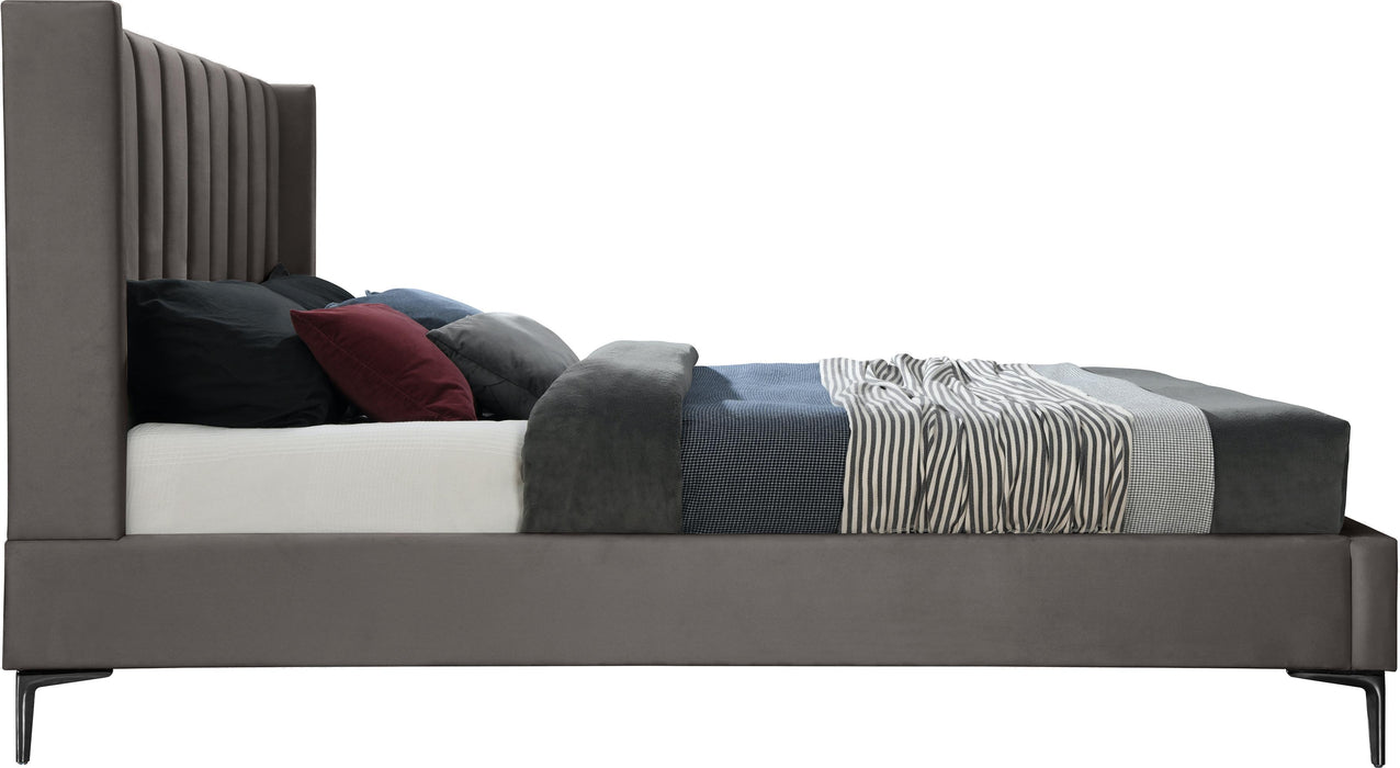Nadia Grey Velvet Queen Bed - Just Furniture (PA) - Multi Location