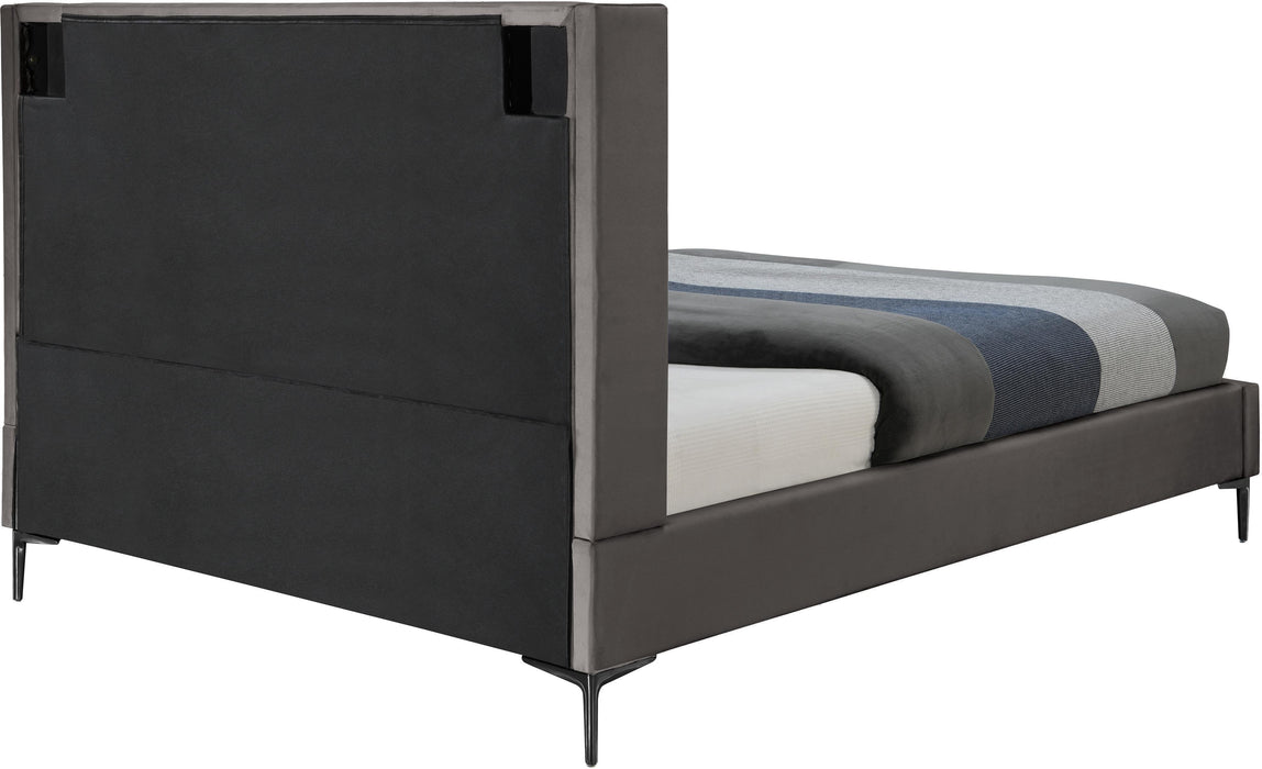 Nadia Grey Velvet Queen Bed - Just Furniture (PA) - Multi Location