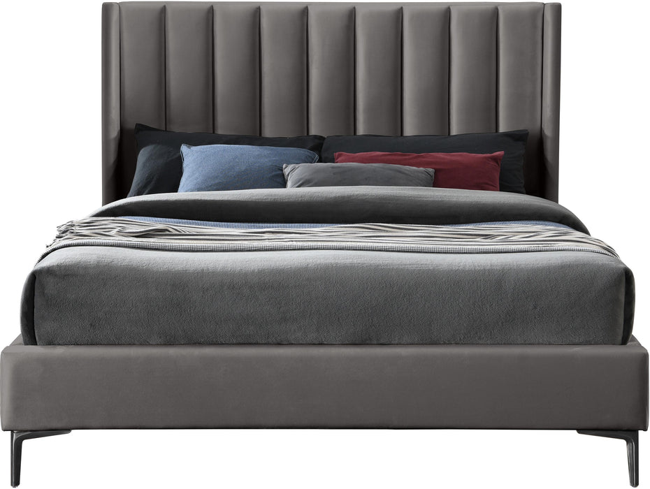 Nadia Grey Velvet Queen Bed - Just Furniture (PA) - Multi Location