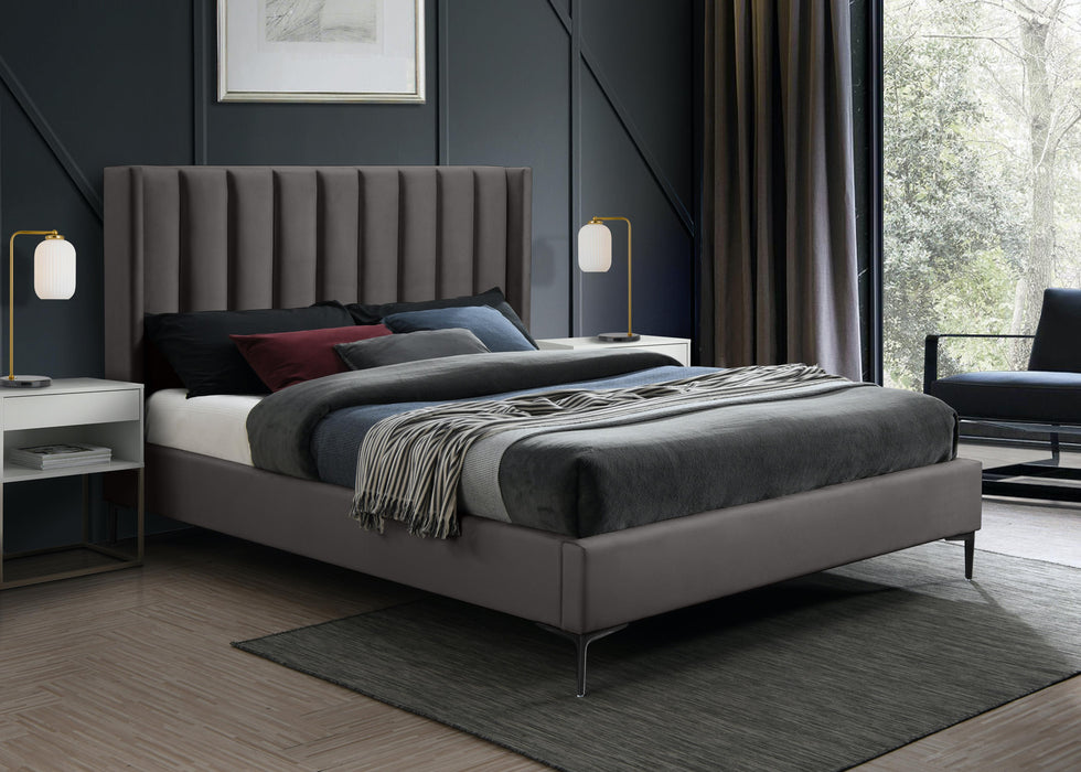 Nadia Grey Velvet Queen Bed - Just Furniture (PA) - Multi Location