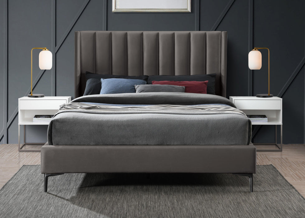Nadia Grey Velvet Queen Bed - Just Furniture (PA) - Multi Location