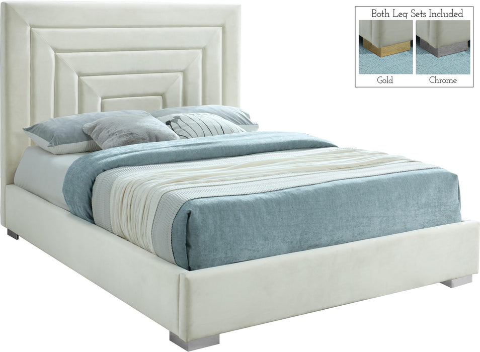 Nora Cream Velvet Full Bed - Just Furniture (PA) - Multi Location