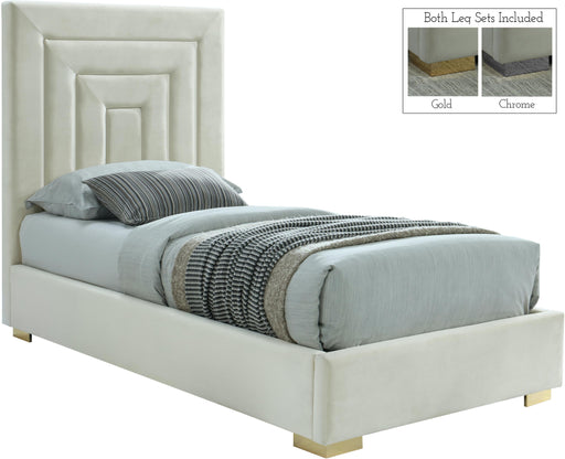 Nora Cream Velvet Twin Bed - Just Furniture (PA) - Multi Location