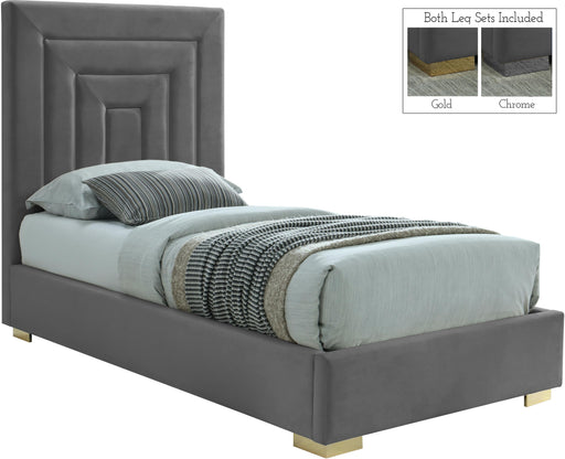 Nora Grey Velvet Twin Bed - Just Furniture (PA) - Multi Location