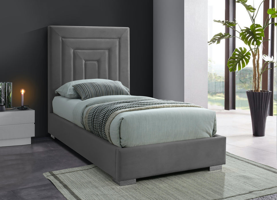 Nora Grey Velvet Twin Bed - Just Furniture (PA) - Multi Location