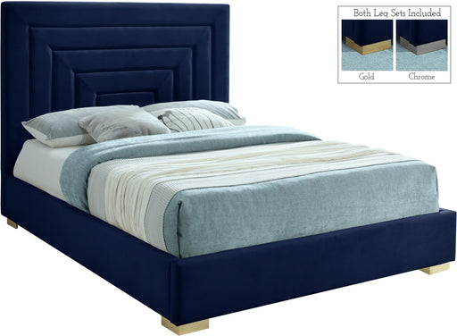 Nora Navy Velvet King Bed - Just Furniture (PA) - Multi Location