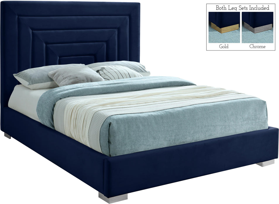 Nora Navy Velvet Full Bed - Just Furniture (PA) - Multi Location