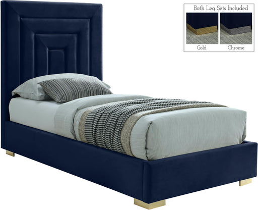 Nora Navy Velvet Twin Bed - Just Furniture (PA) - Multi Location
