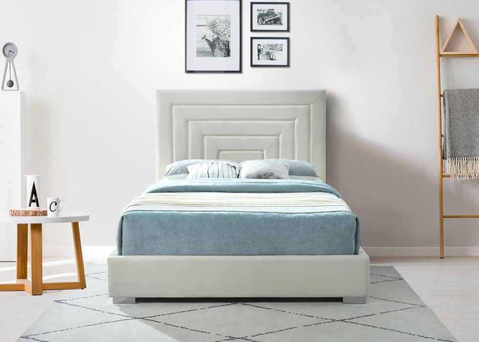 Nora Cream Velvet Full Bed - Just Furniture (PA) - Multi Location