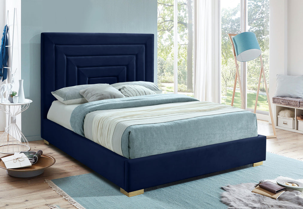 Nora Navy Velvet Full Bed - Just Furniture (PA) - Multi Location
