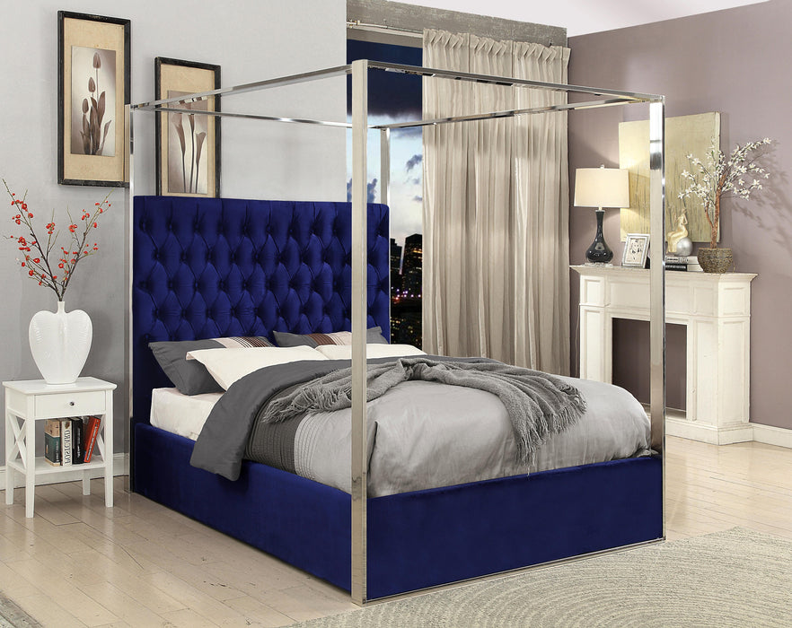 Porter Navy Velvet King Bed - Just Furniture (PA) - Multi Location