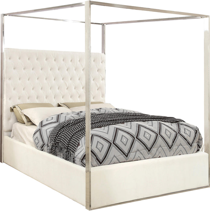 Porter White Velvet Queen Bed - Just Furniture (PA) - Multi Location