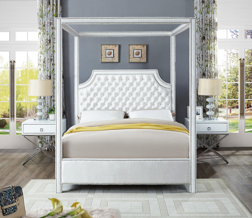 Rowan White Velvet Queen Bed (3 Boxes) - Just Furniture (PA) - Multi Location
