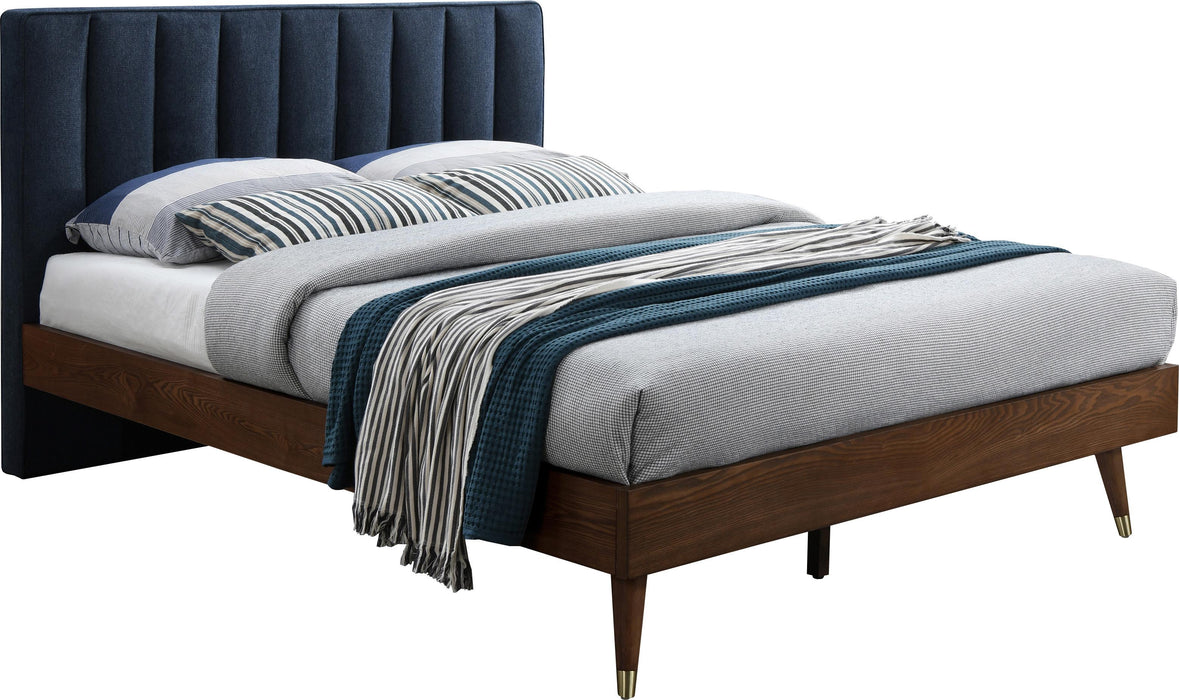 Vance Navy Linen Fabric King Bed (3 Boxes) - Just Furniture (PA) - Multi Location