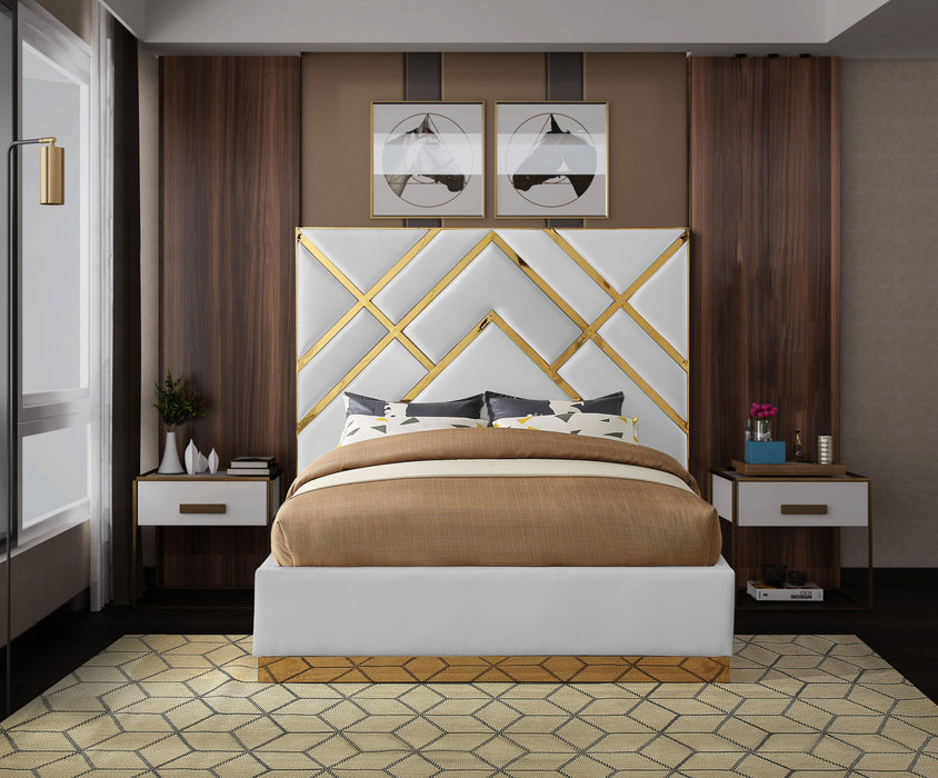 Vector White Faux Leather Queen Bed - Just Furniture (PA) - Multi Location