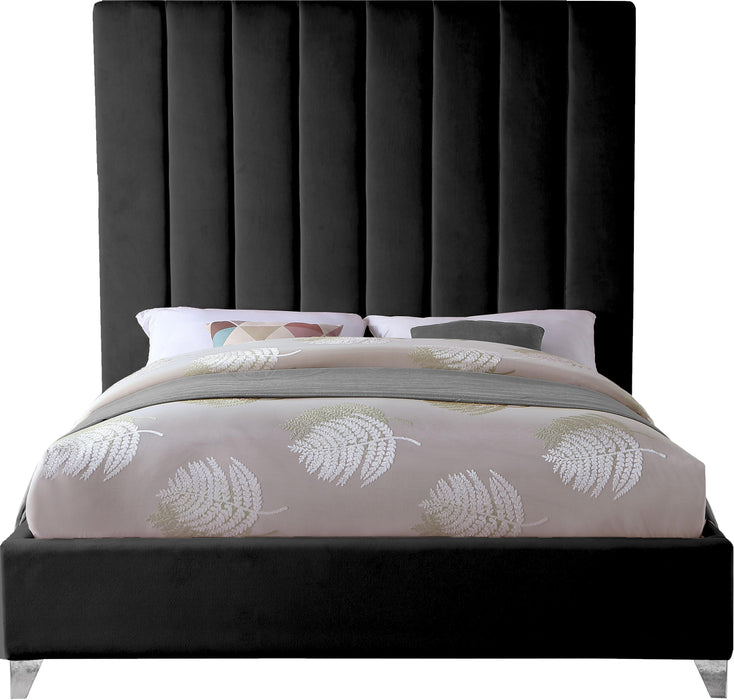Via Black Velvet Queen Bed - Just Furniture (PA) - Multi Location
