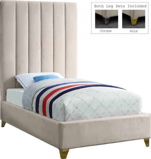 Via Cream Velvet Twin Bed - Just Furniture (PA) - Multi Location