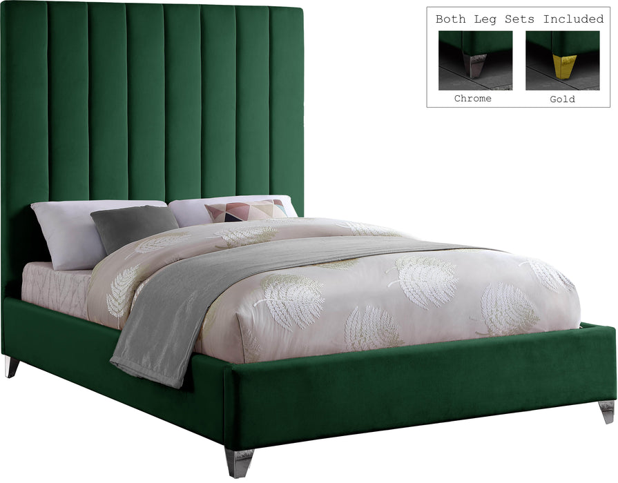 Via Green Velvet King Bed - Just Furniture (PA) - Multi Location