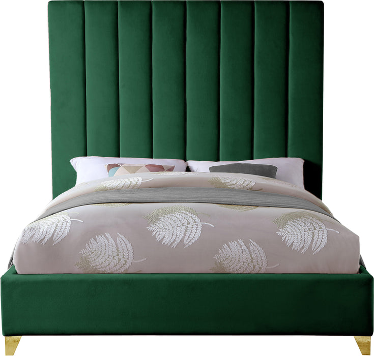 Via Green Velvet Full Bed - Just Furniture (PA) - Multi Location