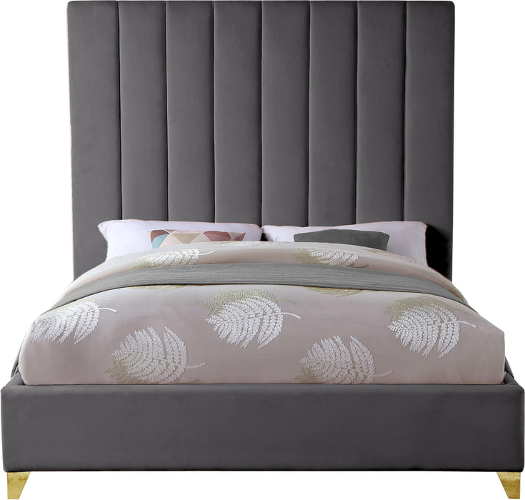Via Grey Velvet Full Bed - Just Furniture (PA) - Multi Location