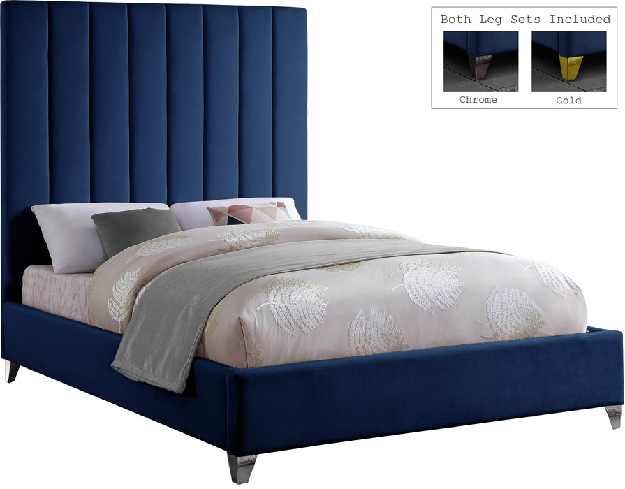 Via Navy Velvet Queen Bed - Just Furniture (PA) - Multi Location