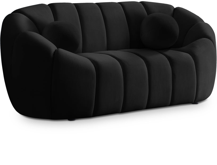 Elijah Black Velvet Loveseat