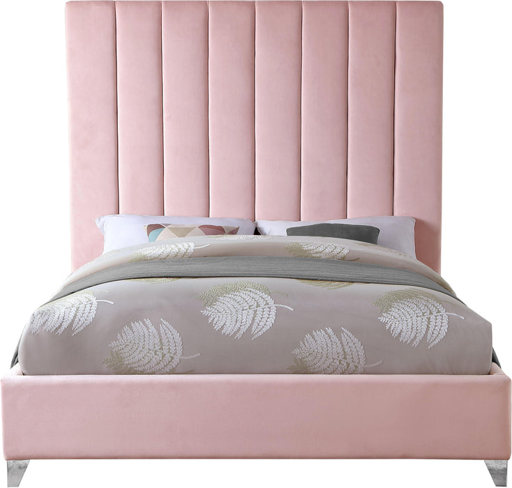Via Pink Velvet Queen Bed - Just Furniture (PA) - Multi Location
