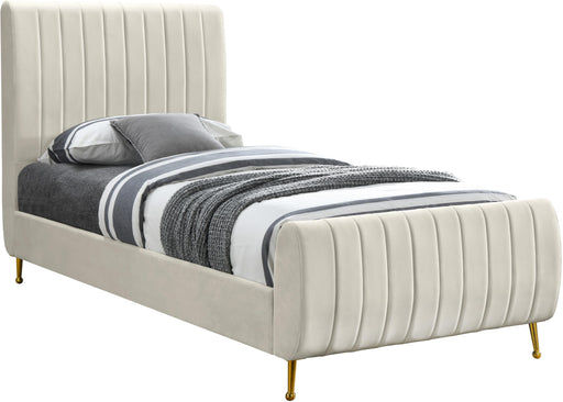 Zara Cream Velvet Twin Bed (3 Boxes) - Just Furniture (PA) - Multi Location