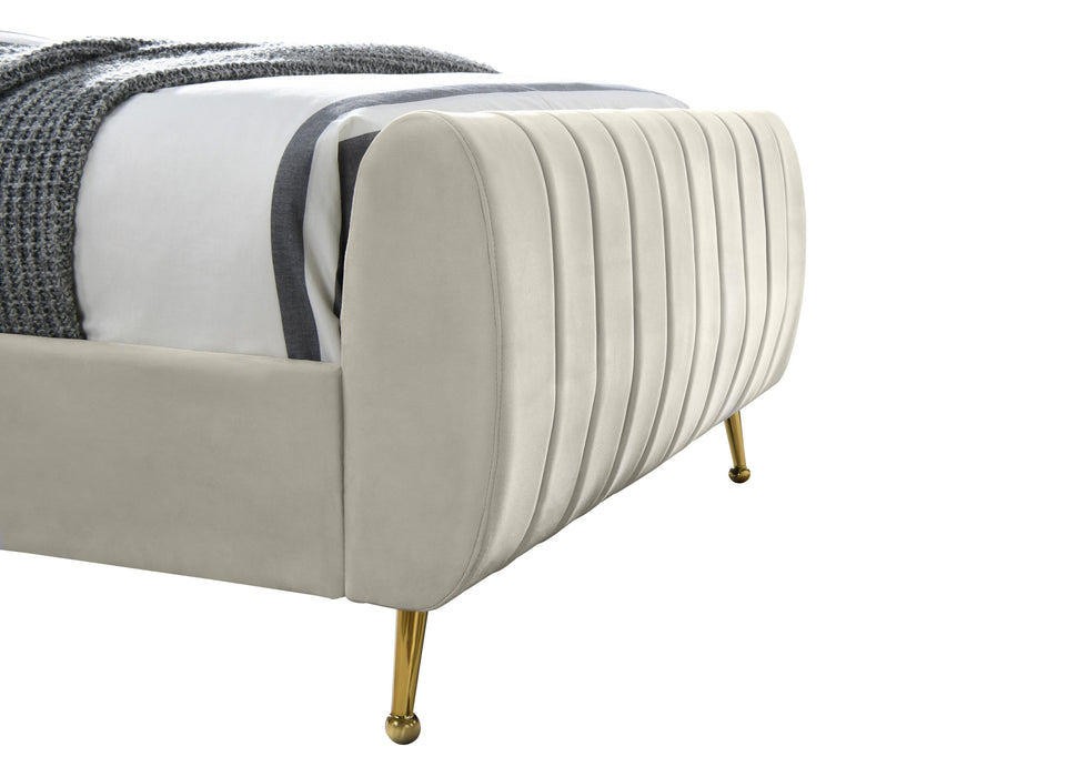 Zara Cream Velvet Twin Bed (3 Boxes) - Just Furniture (PA) - Multi Location