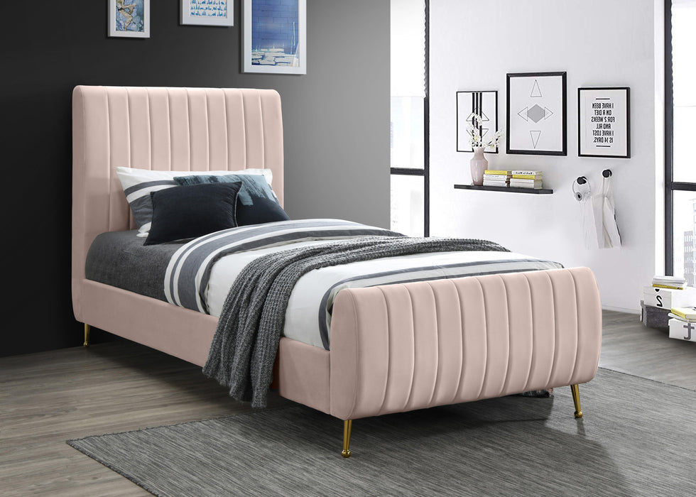 Zara Pink Velvet Twin Bed (3 Boxes) - Just Furniture (PA) - Multi Location