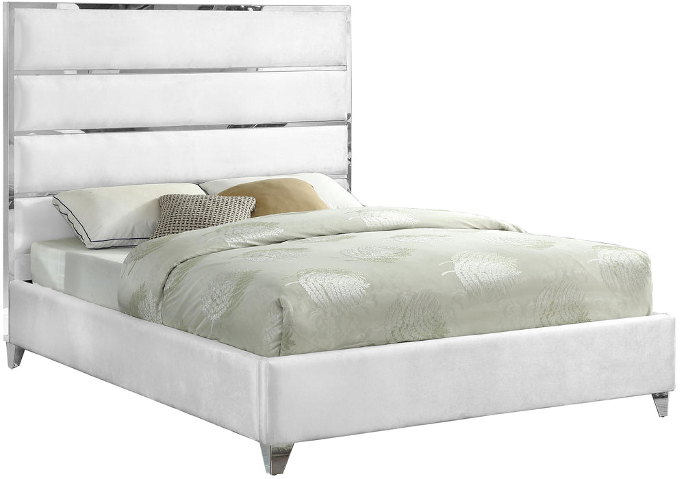 Zuma White Velvet Full Bed - Just Furniture (PA) - Multi Location