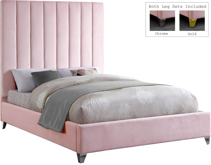 Via Pink Velvet Queen Bed - Just Furniture (PA) - Multi Location