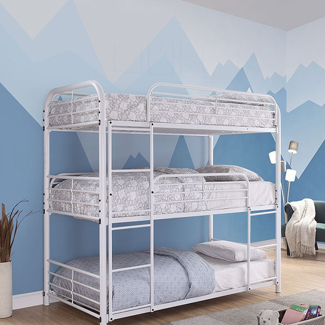 Opal Ii White Twin Triple Decker Bed - Just Furniture (PA) - Multi Location