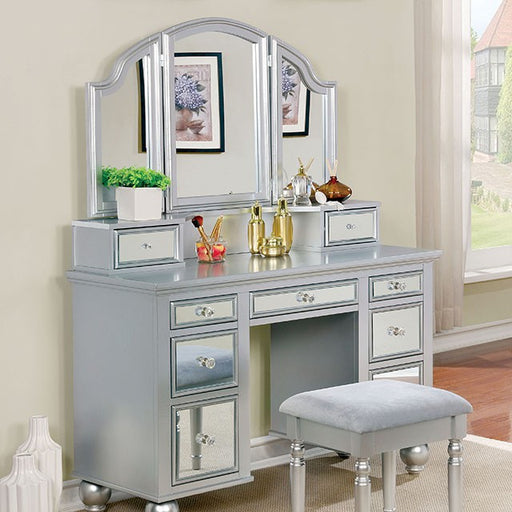 TRACY Silver Vanity w/ Stool - Just Furniture (PA) - Multi Location