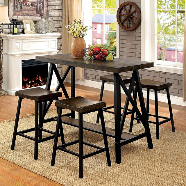 Lainey Weathered Medium Oak/Black Counter Ht. Table - Just Furniture (PA) - Multi Location