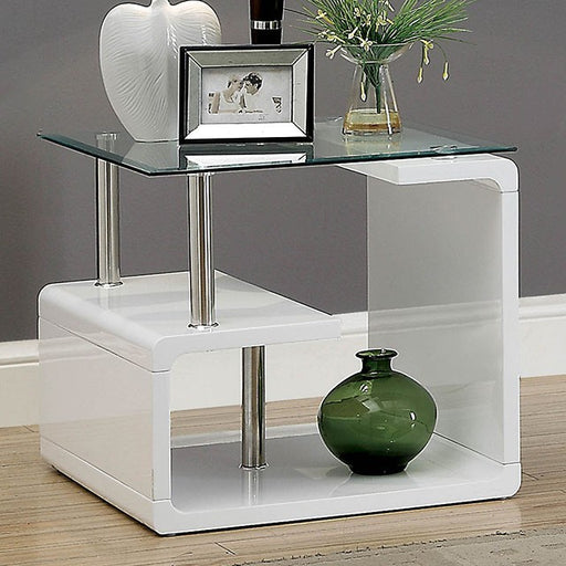 Torkel White/Chrome End Table - Just Furniture (PA) - Multi Location