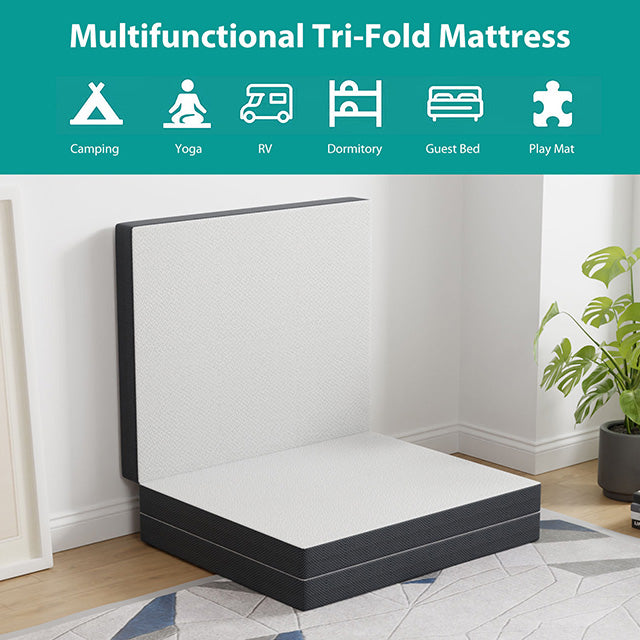 Hollyhock 4" Queen Tri-Fold Memory Foam Topper - Just Furniture (PA) - Multi Location