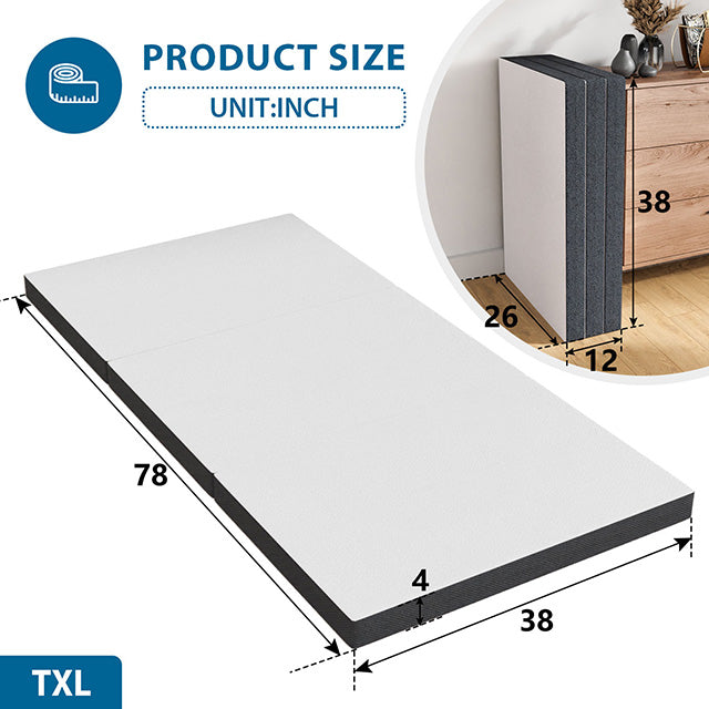 Hollyhock 4" Twin XL Tri-Fold Memory Foam Topper - Just Furniture (PA) - Multi Location