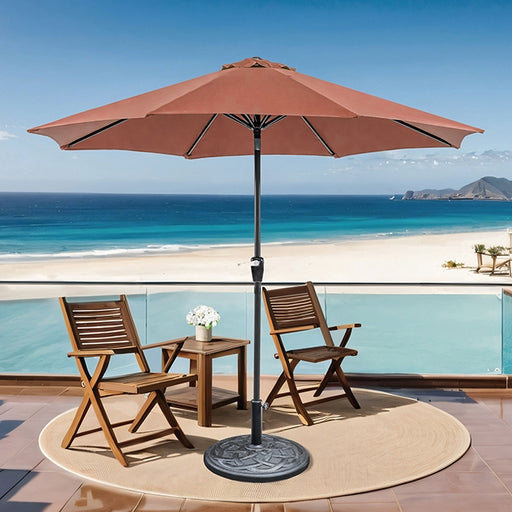 Soli 9' Outdoor Umbrella w/ Auto Tilt + 21" Round Base - Just Furniture (PA) - Multi Location