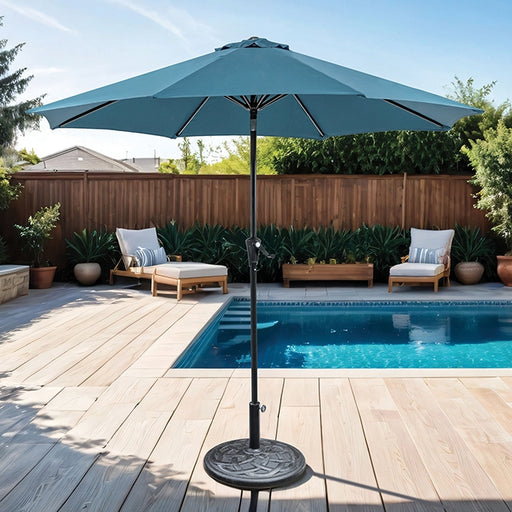 Tano 9' Outdoor Umbrella + 21" Round Base - Just Furniture (PA) - Multi Location