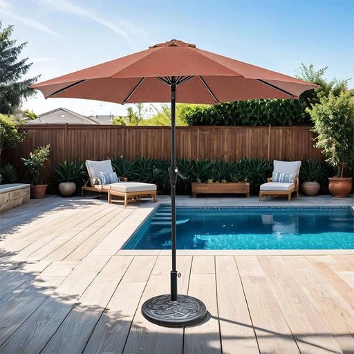 Tano 9' Outdoor Umbrella + 21" Round Base - Just Furniture (PA) - Multi Location