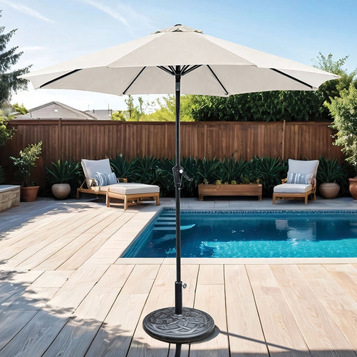 Tano 9' Outdoor Umbrella + 21" Round Base - Just Furniture (PA) - Multi Location