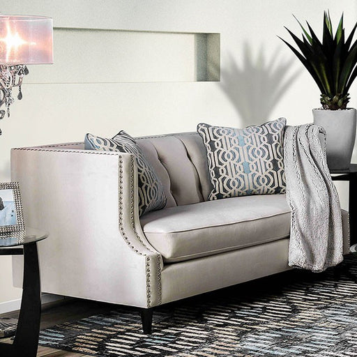 Tegan Beige/Light Blue Love Seat - Just Furniture (PA) - Multi Location