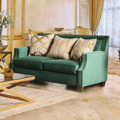 VERDANTE Emerald Green/Gold Love Seat - Just Furniture (PA) - Multi Location